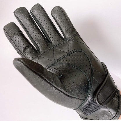 QUALITY WEARS USA Motorcycle Touchscreen Gloves - Motorcycle Gloves for Men - Leather Biker Gloves - Riding, Driving, Racing ATV Perforated Gloves