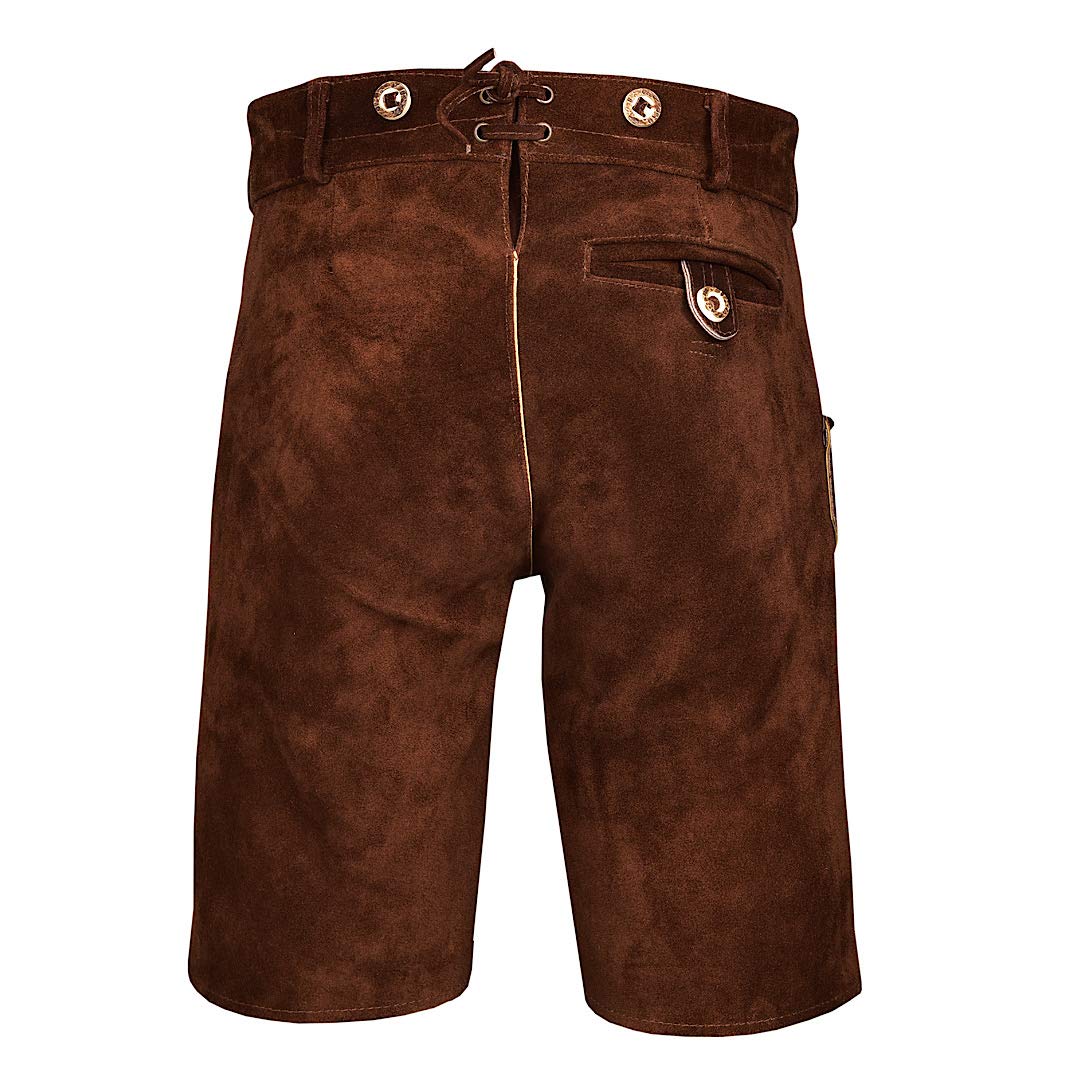 QUALITY WEARS USA Men Lederhosen - Authentic Lederhosen - Leather German Lederhosen for Men, Oktoberfest Outfit - Light Brown