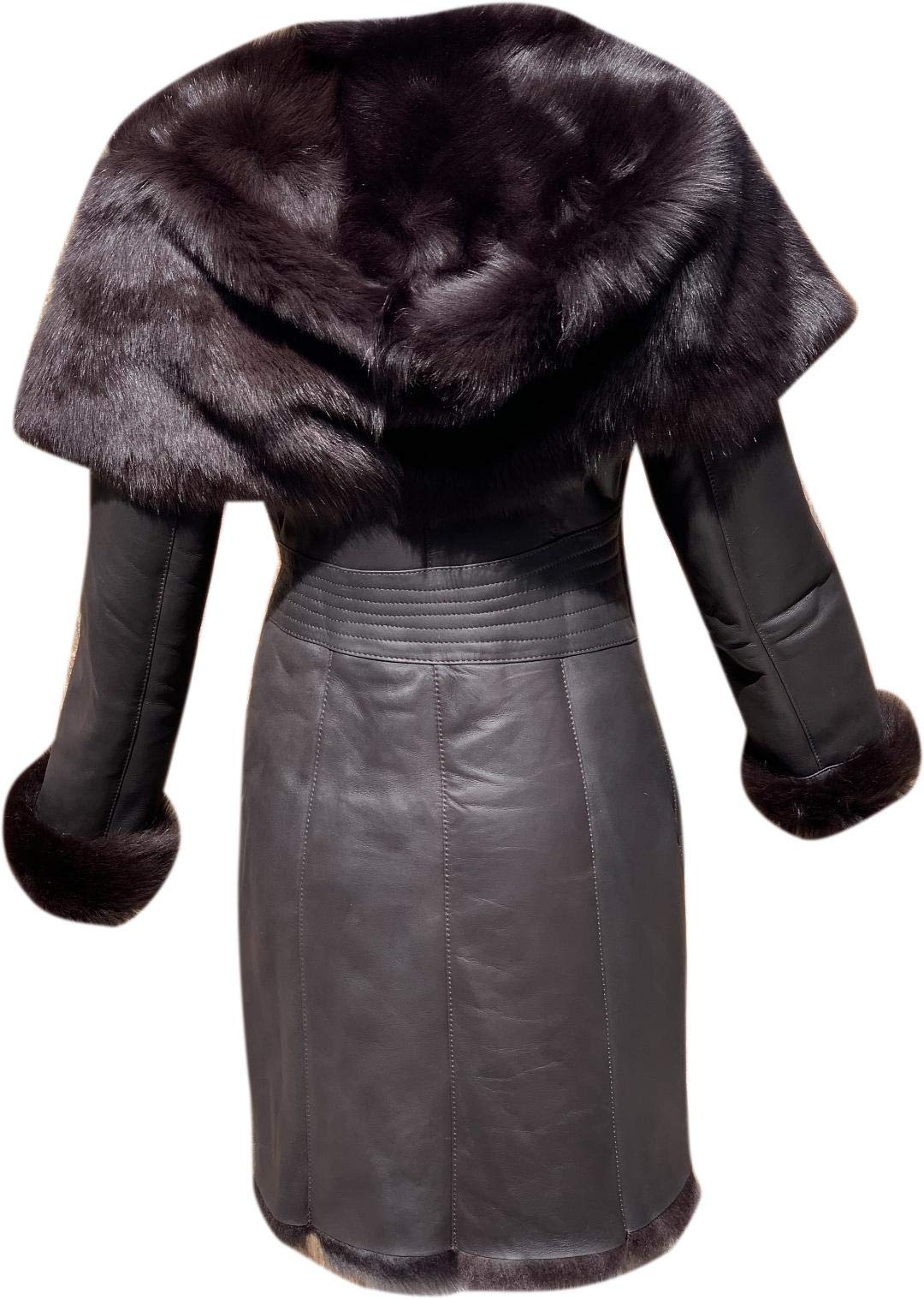 Sheepskin Shearling Leather Bomber Jacket 100% Natural Wool Fur Pilot Jacket (Chocolate-Fur)