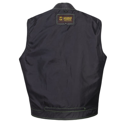 QUALITY WEARS USA Leather motorcycle vest - SOA Leather Motorcycle Vest - Concealed Carry Pocket Outlaw Leather Vest
