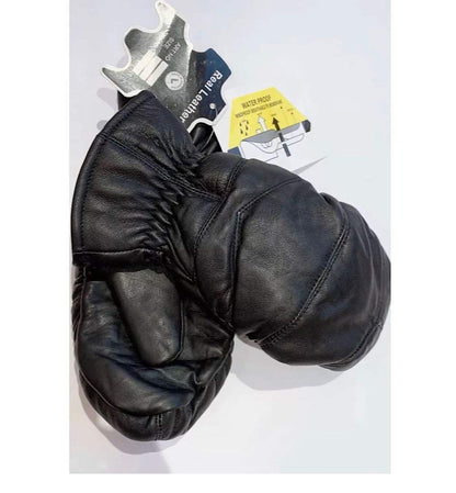 QUALITY WEARS USA Leather Winter Leather Mittens Men - Motorcycle Waterproof Mittens Outdoor Leather Mittens
