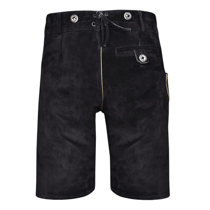 QUALITY WEARS USA Men Lederhosen - Authentic Lederhosen - Leather German Lederhosen for Men, Oktoberfest Outfit - Black