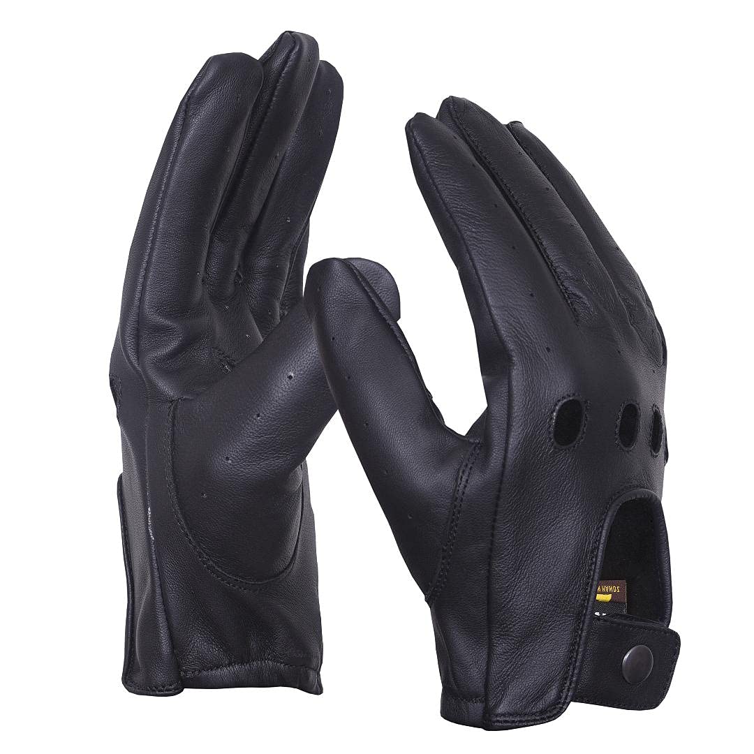 QUALITY WEARS USA Leather Unlined Driving Gloves Men - Duty Search Motorcycle Summer Gloves