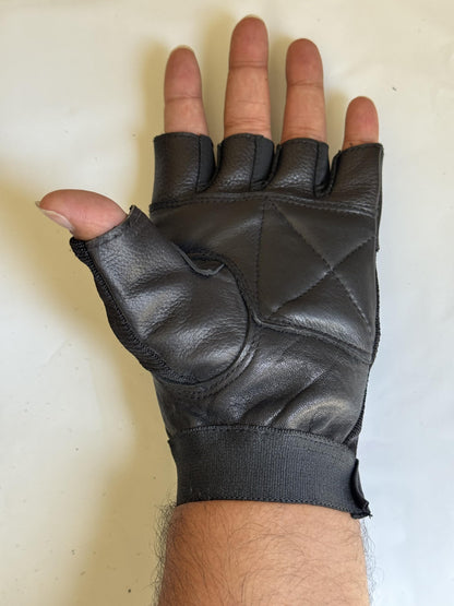 QUALITY WEARS USA Leather Fingerless Men's Motorcycle Premium Driving Gloves