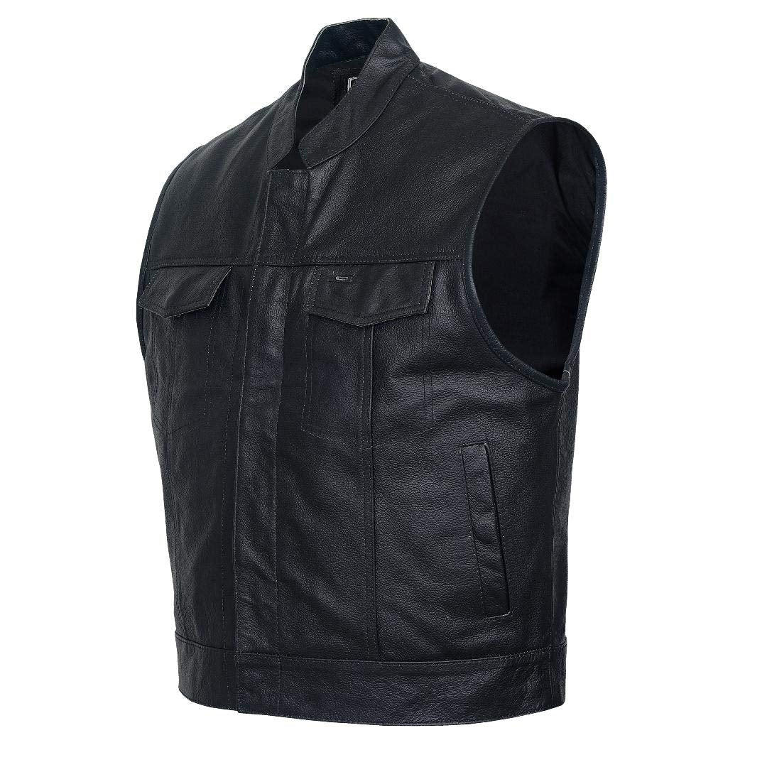 QUALITY WEARS USA Motorcycle Vests for Men - Leather Motorcycle Conceal Carry Vest - Men Biker Leather Vest