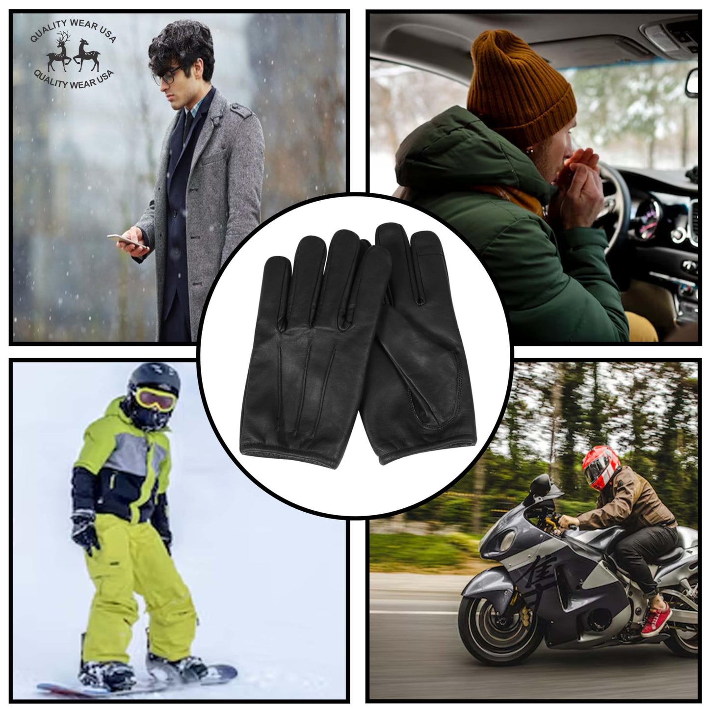 QUALITY WEARS USA Leather Gloves cowhide Police Cut resistant, Patrol, Search Duty Gloves