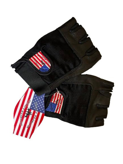 QUALITY WEARS USA Leather Fingerless Men's Motorcycle Premium Driving Gloves