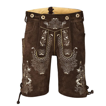 Quality wears German Bavarian Oktoberfest Trachten Men Wear Short Lederhosen USA Stock (USA 34, Chocolate Big)