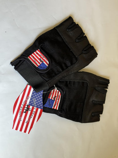 QUALITY WEARS USA Leather Fingerless Men's Motorcycle Premium Driving Gloves