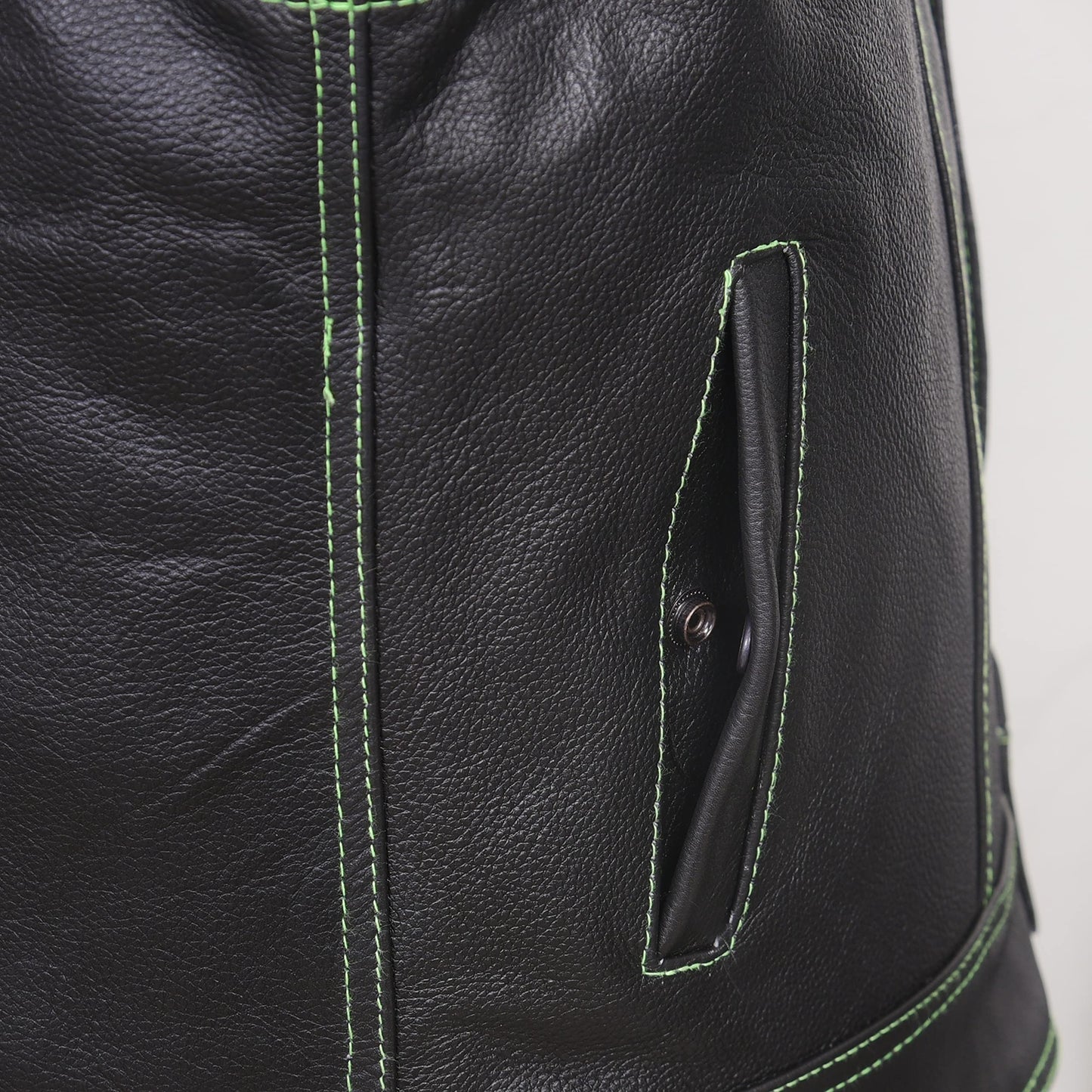 QUALITY WEARS USA Leather motorcycle vest - SOA Leather Motorcycle Vest - Concealed Carry Pocket Outlaw Leather Vest