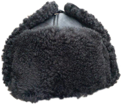 Unisex Double Face Leather Sheepskin Trapper Hat Russian Ushanka Aviator Fur hat Winter hat