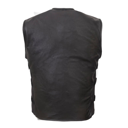 QUALITY WEARS USA Motorcycle Vests for Men - Leather Motorcycle Conceal Carry Vest - Men Biker Leather Vest