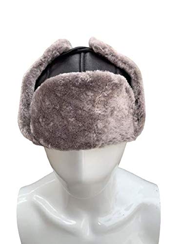 Unisex Double Face Leather Sheepskin Trapper Hat Russian Ushanka Aviator Fur hat Winter hat