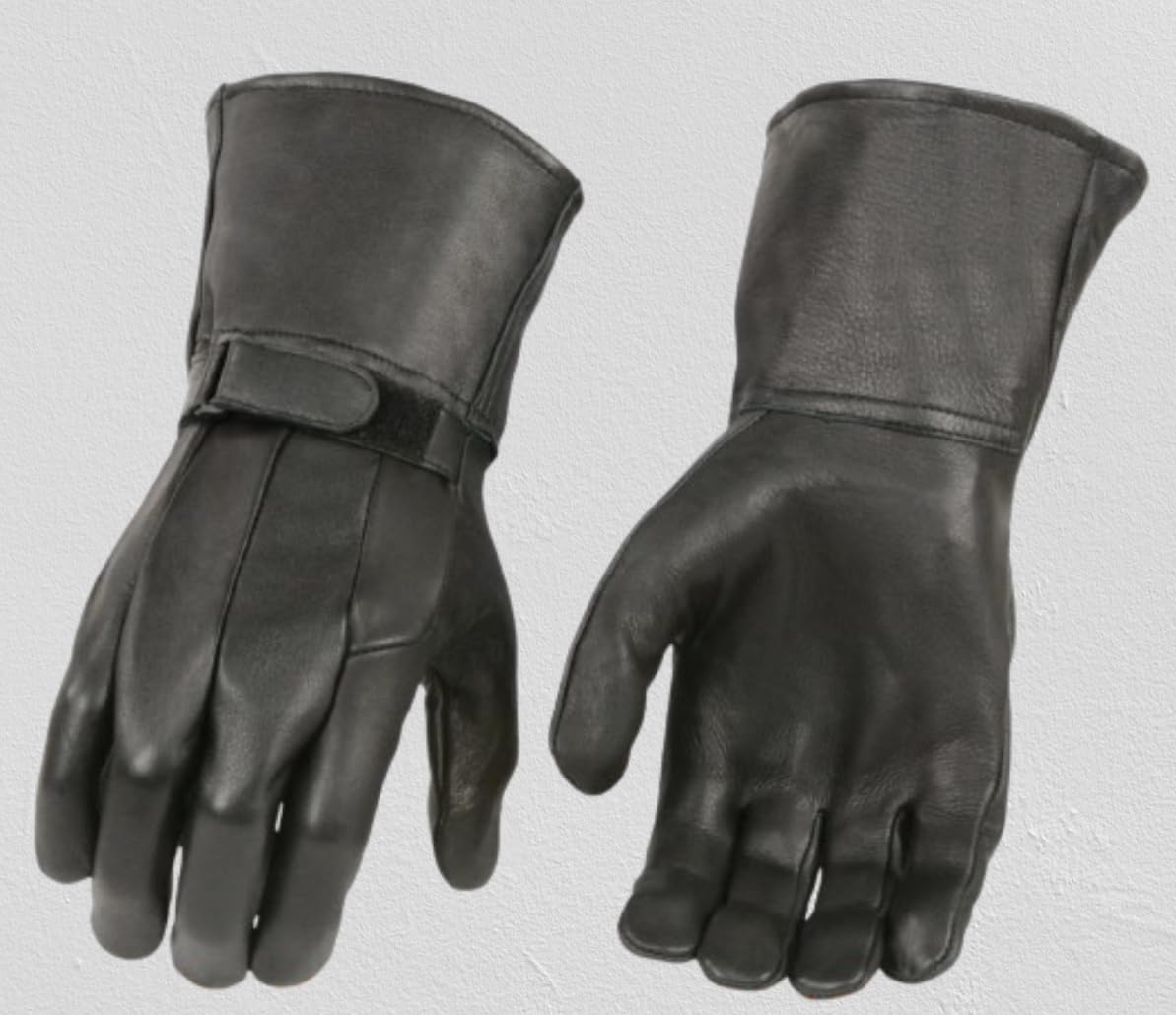 QUALITY WEARS USA Men's Leather Gauntlet Motorcycle Gloves- Motorcycle Thermal Lined Gloves- Leather Gauntlet Gloves