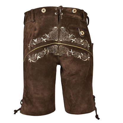 Quality wears German Bavarian Oktoberfest Trachten Men Wear Short Lederhosen USA Stock (USA 34, Chocolate Big)