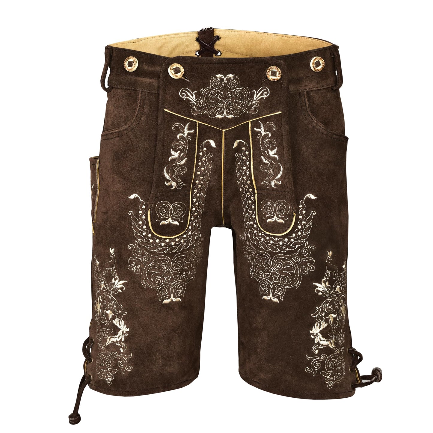 QUALITY WEARS USA Lederhosen Men - Authentic Lederhosen - Leather German Lederhosen for Men,- Brown Style 1
