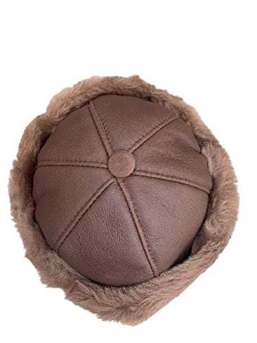 Unisex Sheepskin Beanie Hat -Russian Trapper Ushanka Aviator Winter hat