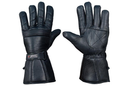 QUALITY WEARS USA Men Leather Gauntlet Motorcycle Gloves- Motorcycle Thermal Lined Gloves- Biker Winter Gauntlet Gloves