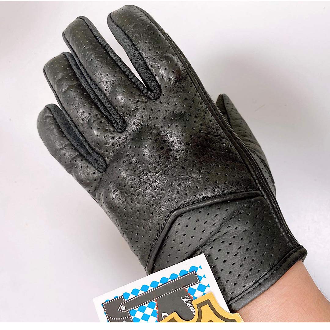 QUALITY WEARS USA Motorcycle Touchscreen Gloves - Motorcycle Gloves for Men - Leather Biker Gloves - Riding, Driving, Racing ATV Perforated Gloves