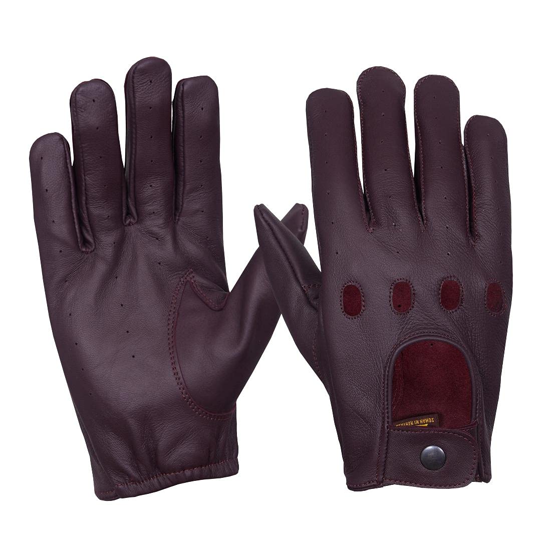 QUALITY WEARS USA Leather Unlined Driving Gloves Men - Duty Search Motorcycle Summer Gloves