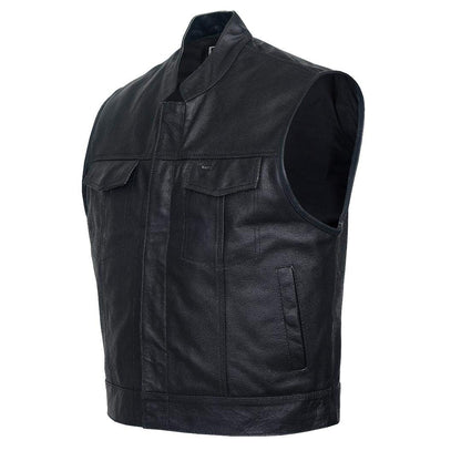 QUALITY WEARS USA Motorcycle Vests for Men - Leather Motorcycle Conceal Carry Vest - Men Biker Leather Vest