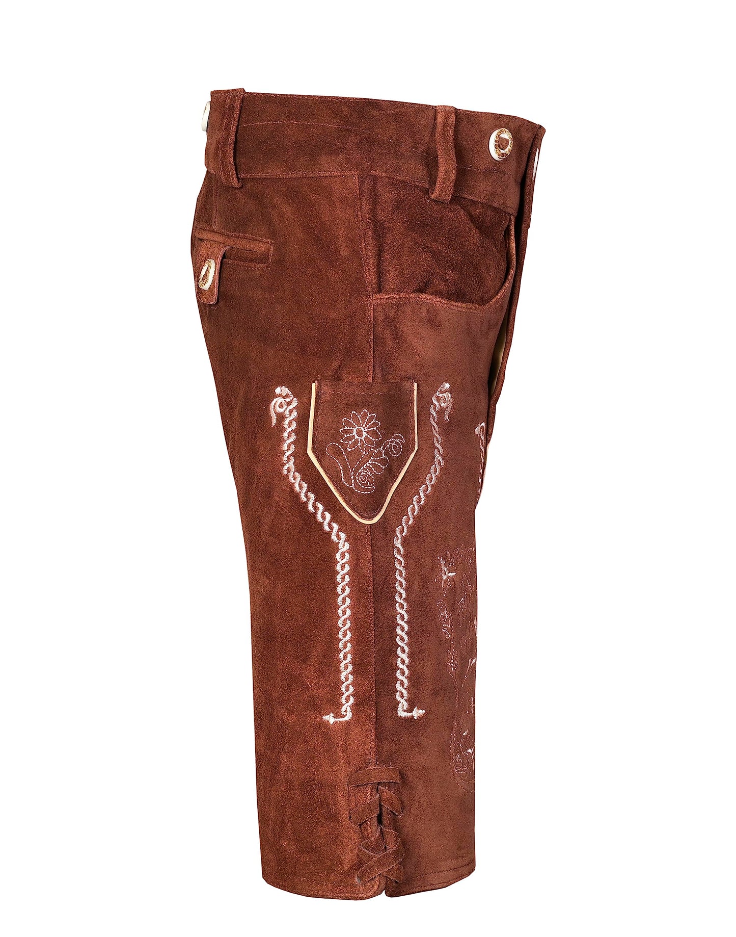 QUALITY WEARS USA Men Lederhosen - Authentic Lederhosen - Leather German Lederhosen for Men, Oktoberfest Outfit - Hazel Brown
