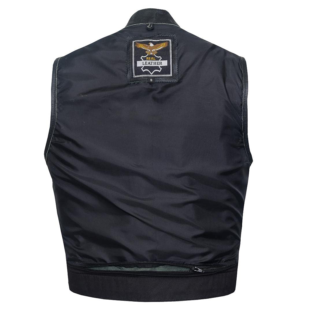 QUALITY WEARS USA Motorcycle Vests for Men - Leather Motorcycle Conceal Carry Vest - Men Biker Leather Vest
