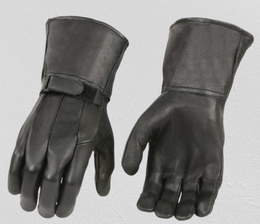 QUALITY WEARS USA Men's Leather Gauntlet Motorcycle Gloves- Motorcycle Thermal Lined Gloves- Leather Gauntlet Gloves