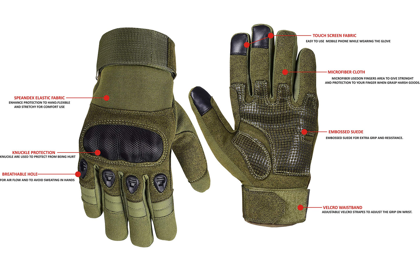 QUALITY WEARS USA Motorcycle Gloves for Men, Touchscreen Cycling Gloves for Outdoor Sports On-Road/Off-Road/Mountain Motorcycle Motorcross Motorbike Dirt Bike Bicycle Racing ATV