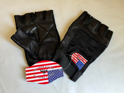 QUALITY WEARS USA Leather Fingerless Men's Motorcycle Premium Driving Gloves