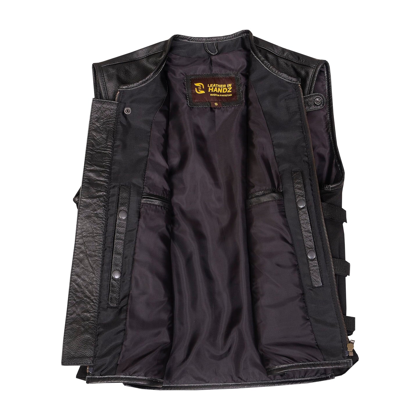 QUALITY WEARS USA Motorcycle Vests for Men - Leather Motorcycle Conceal Carry Vest - Men Biker Leather Vest