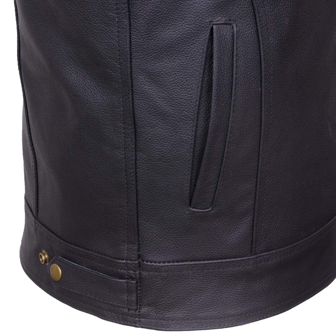 QUALITY WEARS USA Motorcycle Vests for Men - Leather Motorcycle Conceal Carry Vest - Men Biker Leather Vest