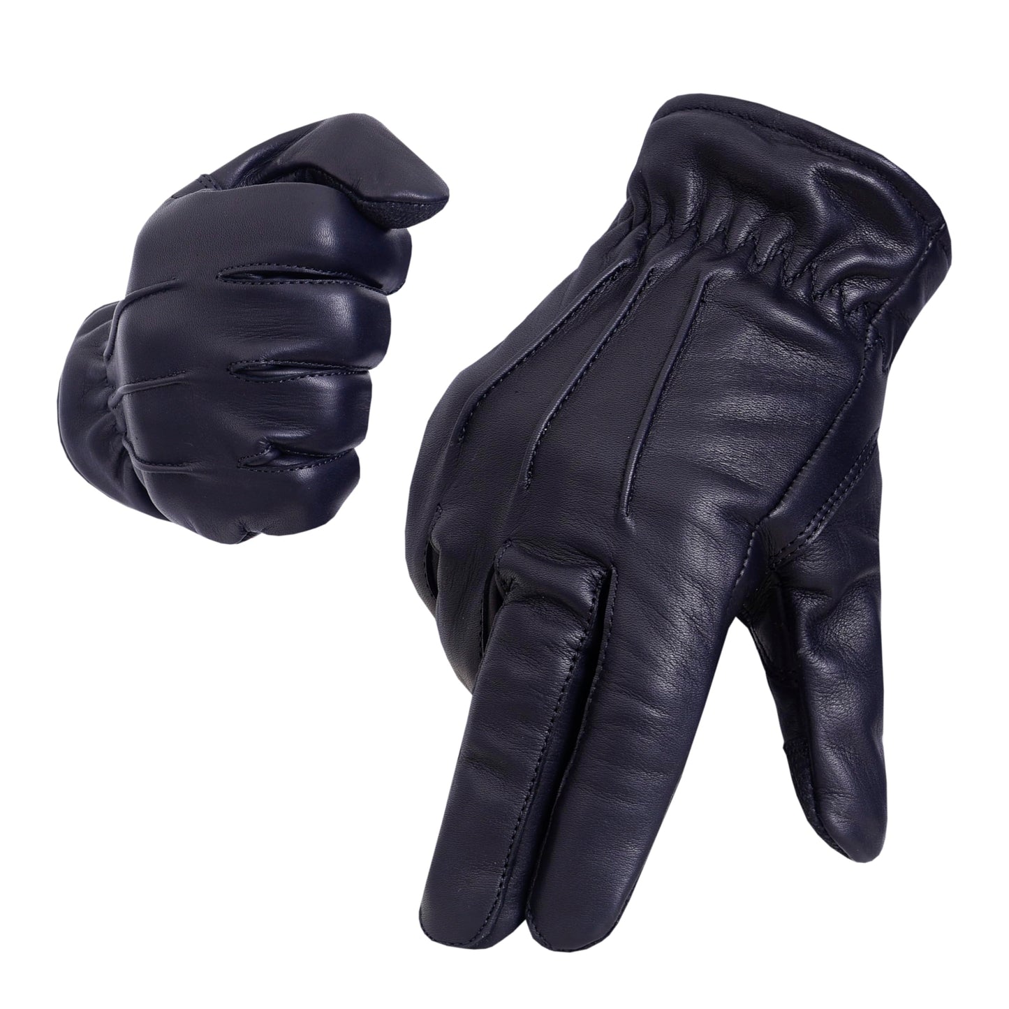 QUALITY WEARS USA LEATHER CUT RESISTANT GLOVES - PATROL DUTY SEARCH GLOVES - MEN MOTORCYCLE LEATHER GLOVES