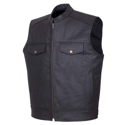 QUALITY WEARS USA Motorcycle Vests for Men - Leather Motorcycle Conceal Carry Vest - Men Biker Leather Vest