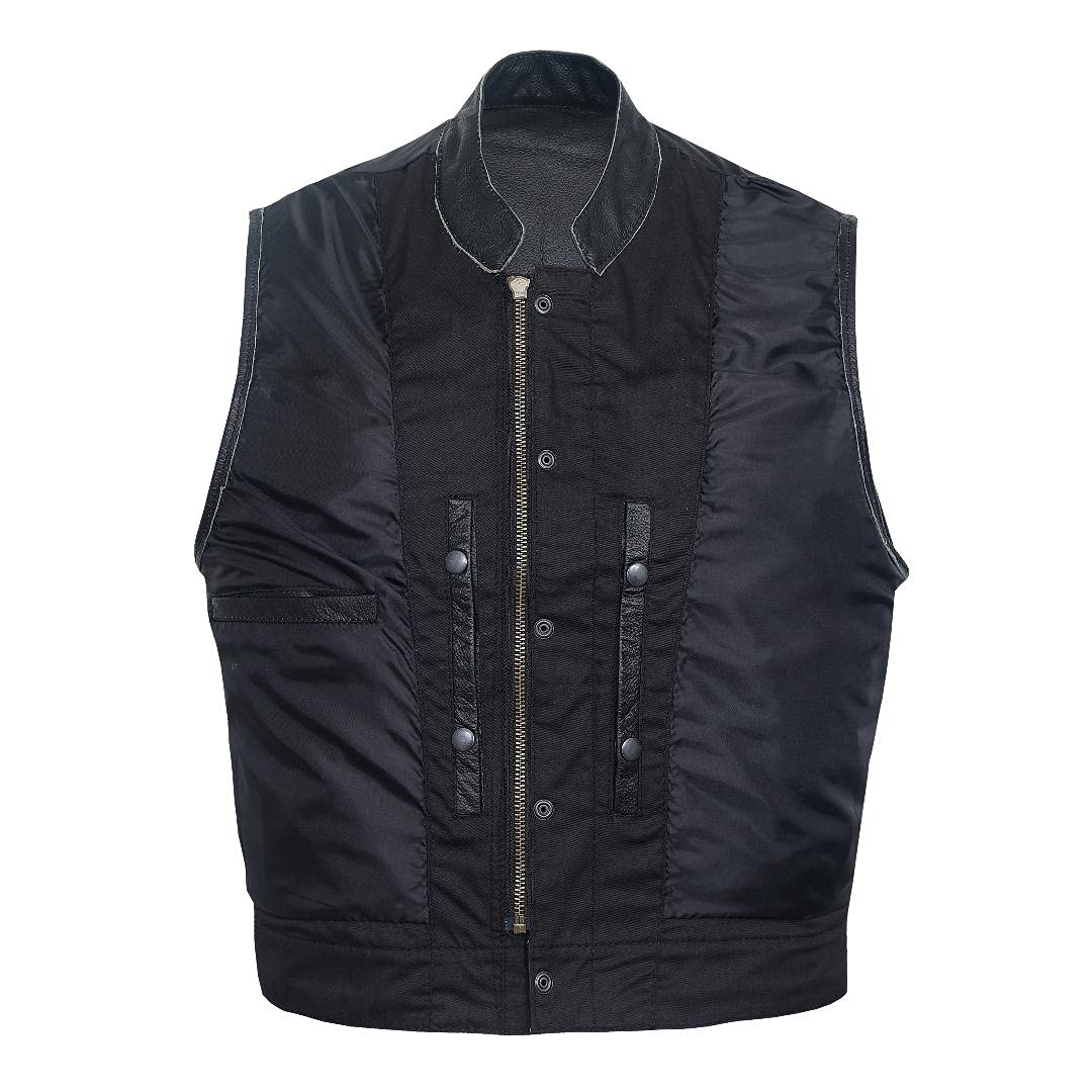 QUALITY WEARS USA Motorcycle Vests for Men - Leather Motorcycle Conceal Carry Vest - Men Biker Leather Vest