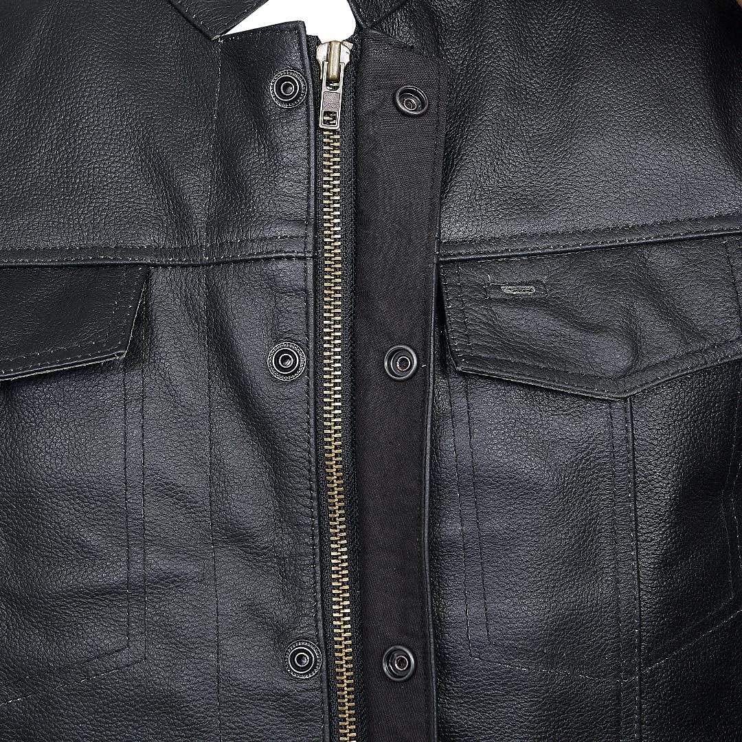 QUALITY WEARS USA Motorcycle Vests for Men - Leather Motorcycle Conceal Carry Vest - Men Biker Leather Vest