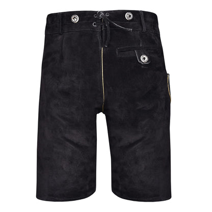 Quality wears Men Authentic Oktoberfest Lederhosen -Bavarian Lederhosen Costume - Lederhosen Men - German Bavarian Trachten Lederhosen (USA 34, Black Small)