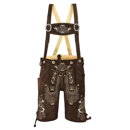 QUALITY WEARS USA Lederhosen Men - Authentic Lederhosen - Leather German Lederhosen for Men,- Brown Style 1