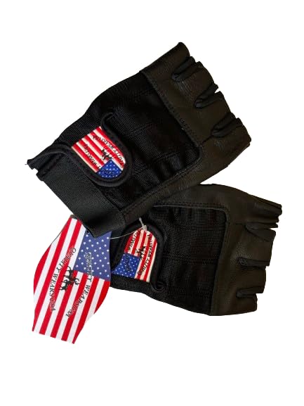 QUALITY WEARS USA Leather Fingerless Men's Motorcycle Premium Driving Gloves
