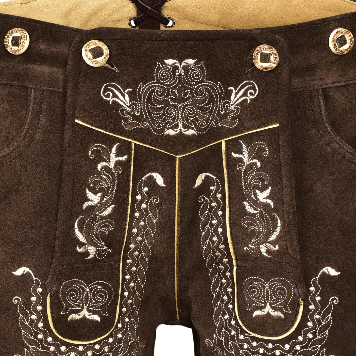 QUALITY WEARS USA Lederhosen Men - Authentic Lederhosen - Leather German Lederhosen for Men,- Brown Style 1