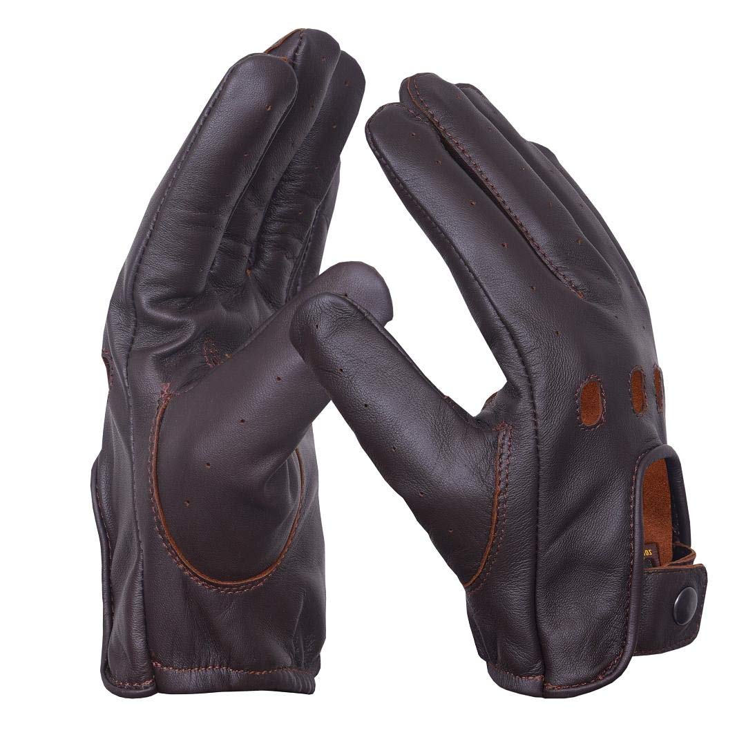 QUALITY WEARS USA Leather Unlined Driving Gloves Men - Duty Search Motorcycle Summer Gloves