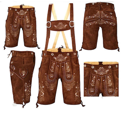 Quality wears German Bavarian Oktoberfest Trachten Men Wear Short Lederhosen USA Stock (USA 38, Light Brown Big)