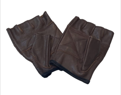 QUALITY WEARS USA Leather Fingerless Men's Motorcycle Premium Driving Gloves