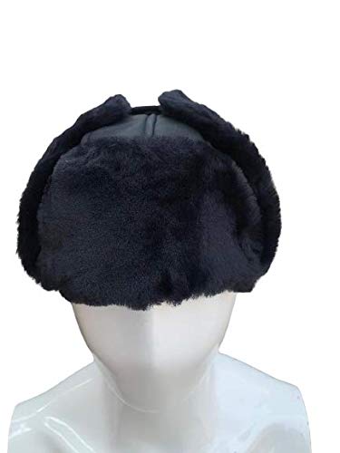 Unisex Double Face Leather Sheepskin Trapper Hat Russian Ushanka Aviator Fur hat Winter hat