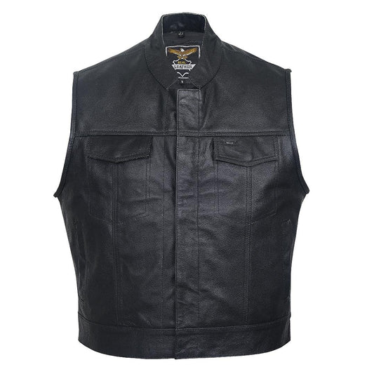 QUALITY WEARS USA Motorcycle Vests for Men - Leather Motorcycle Conceal Carry Vest - Men Biker Leather Vest