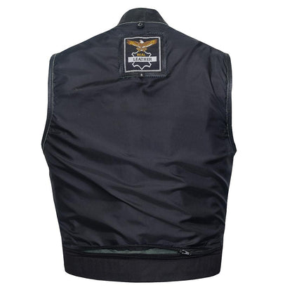 QUALITY WEARS USA Motorcycle Vests for Men - Leather Motorcycle Conceal Carry Vest - Men Biker Leather Vest