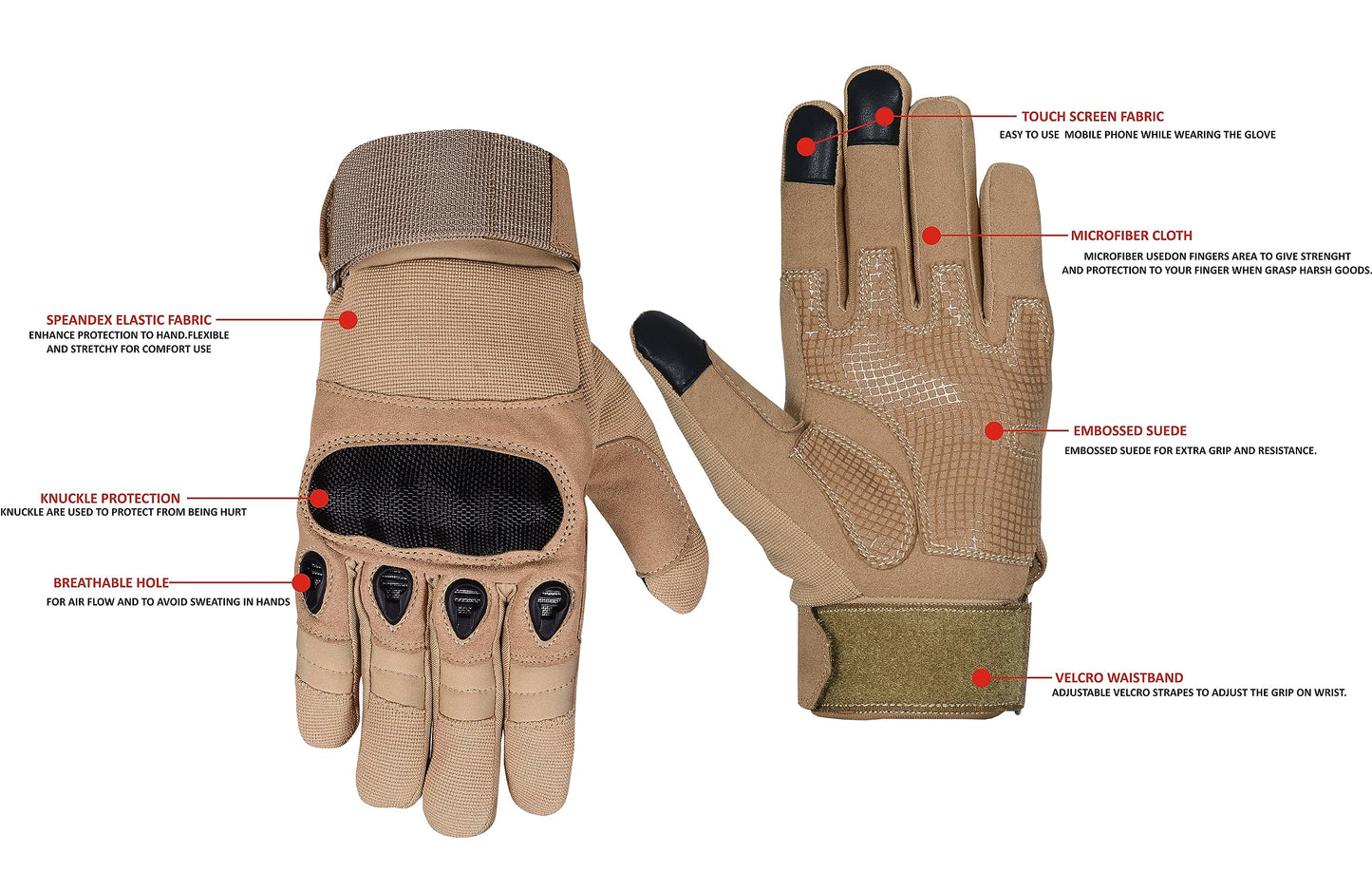 QUALITY WEARS USA Motorcycle Gloves for Men, Touchscreen Cycling Gloves for Outdoor Sports On-Road/Off-Road/Mountain Motorcycle Motorcross Motorbike Dirt Bike Bicycle Racing ATV