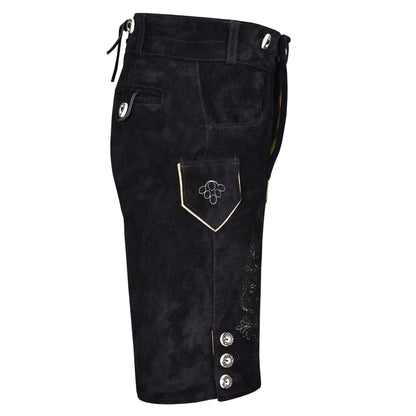 QUALITY WEARS USA Men Lederhosen - Authentic Lederhosen - Leather German Lederhosen for Men, Oktoberfest Outfit - Black