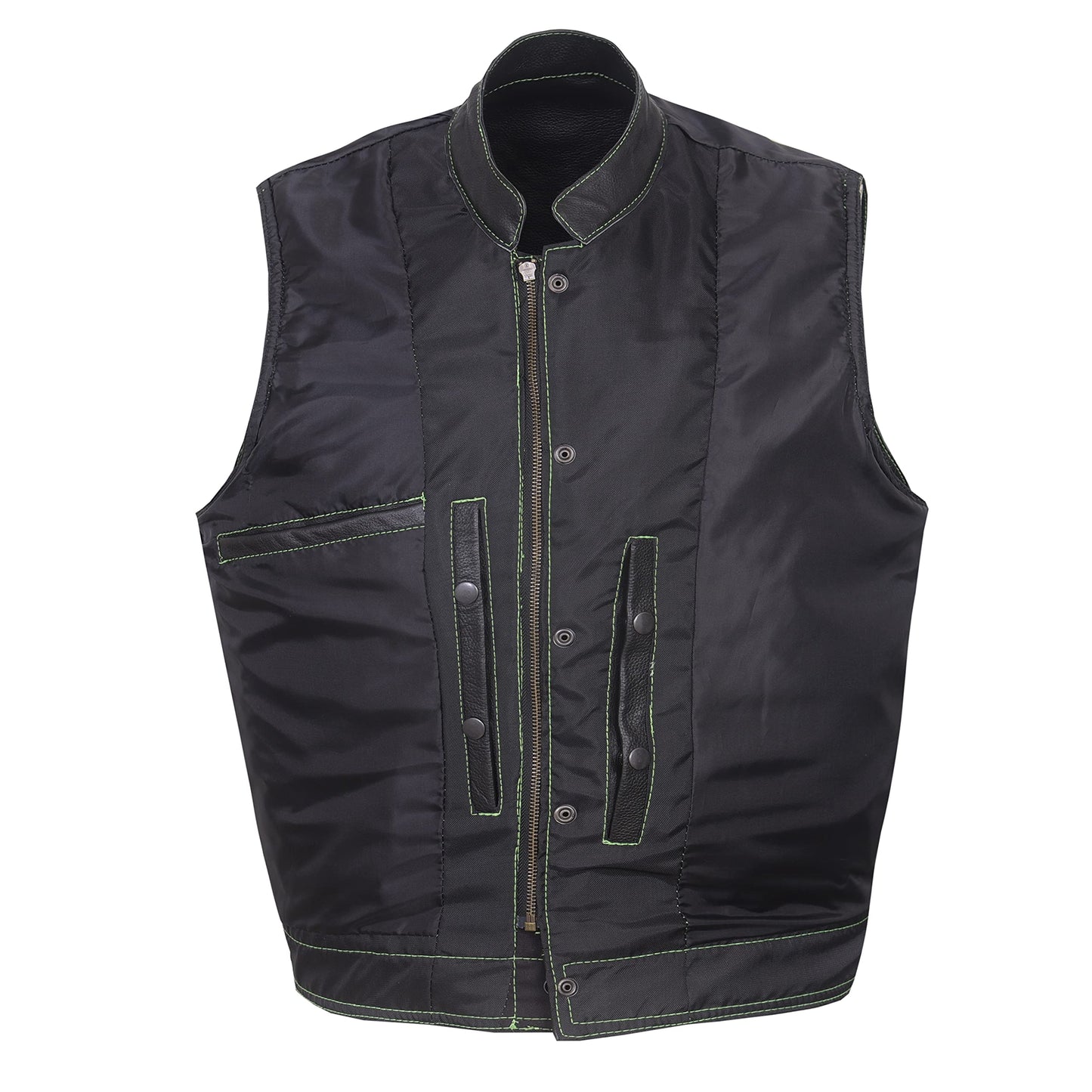QUALITY WEARS USA Leather motorcycle vest - SOA Leather Motorcycle Vest - Concealed Carry Pocket Outlaw Leather Vest