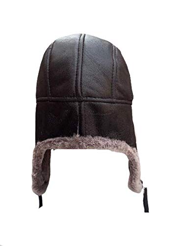Unisex Double Face Leather Sheepskin Trapper Hat Russian Ushanka Aviator Fur hat Winter hat
